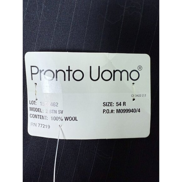 Ponto Uomo Charcoal Gray Pinstripe 100% Wool Mens Suit Jacket Blazer 54R NWT - Picture 3 of 14